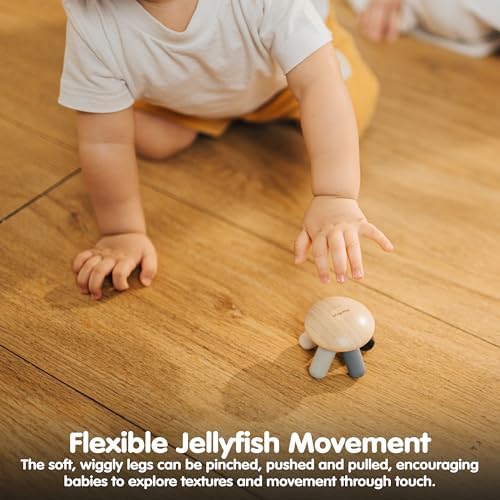 PlanToys® Wooden Flexi Jellyfish Baby Toy Montessori Kids Sensory Grasping - Image 5