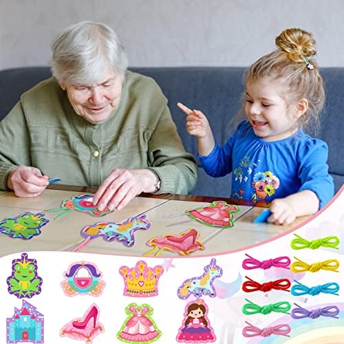 Zonon 8 Pcs Kids Sewing Cards 8 Patterns Lacing Cards - Image 6