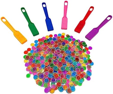 JUNWRROW Magnetic Bingo Wand with Chips,6-Pack& 600 Metal Chips, 6 Color Metal Chips-for Large Group Games,Family Game Night, Sensory Bins,Counting and Sorting,Science& Educational Activities by JUNWRROW