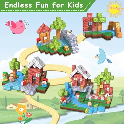 Magnetic Building Blocks for Kids - 150pcs Magnetic Cubes Tiles, STEM Montessori Educational Construction Toys for Toddlers Boys & Girls Ages 3-4, 5-10 Year Olds Christmas Birthday Gifts Stacking Toy - Image 3