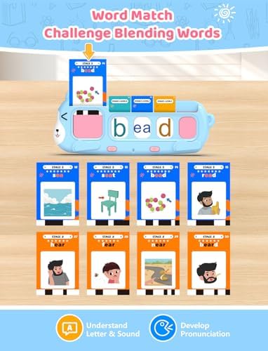 QuTZ Phonics Learning Toy for Preschool Kids – Talking Flash Cards with Sound Machine, Word Blending & Math Games – Educational Reading & Counting Activity Set 4-8 - Image 4