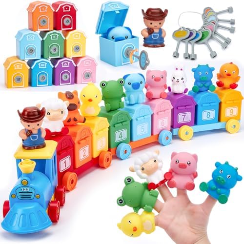 hahaland Montessori Farm Train Set, Toddler Learning Toys for 2-3 Year Olds by hahaland