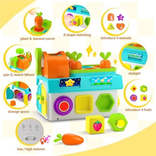 Montessori Toys for 1-2 Year Old Boys Girls, 1st First Birthday Gift for One Year Old, Baby 12-18 Month Educational Shape Matching Game w/ Lights & Sound, Fine Motor Learning Toys for Toddlers 1-3 - Image 2