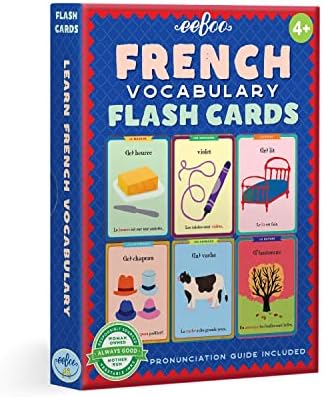 eeBoo: French Vocabulary Flash Cards, Learn French, Imaginative Problem Solving, Educational Games that Cultivates Conversation, Socialization, and Skill-Building, Perfect for Ages 4 and up by eeBoo