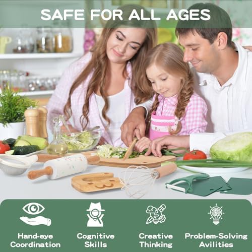 17 Pcs Kids Knife Set for Real Cooking, Montessori Kitchen Tools for Kids - Image 3