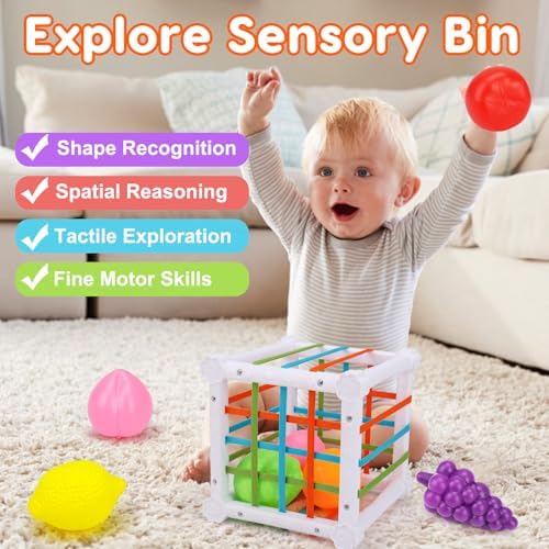 Qirptey Montessori Baby Toy,Stacking Cups Blocks Sensory Bin Teething Toys - Image 5