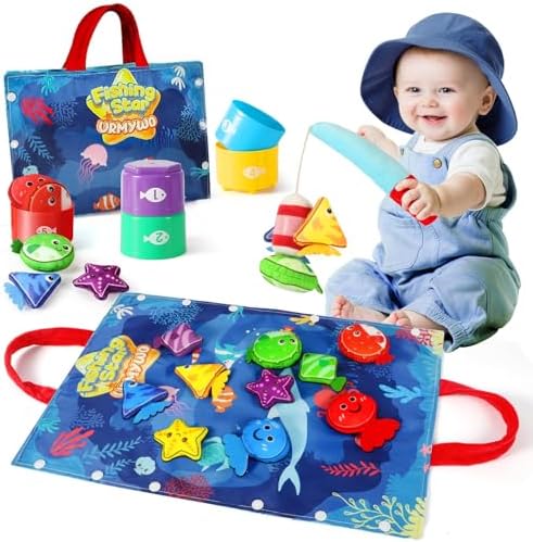 Montessori Toys for 1-2 Years Old Boy Girl, Birthday Gift, Fishing Game by URMYWO
