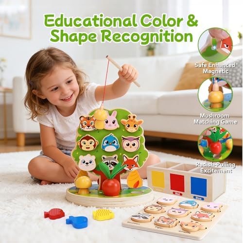 1-6 Year Old Girl Gifts, Wooden Tree Toys Toddler Toys for 2-8 Year Old Boys Preschool Learning Activities Autism Toys Sorting Toy for Toddlers 3-5 Girl Birthday Gift Age 2 3 4 5 - Image 3
