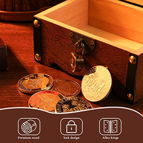 Wooden Treasure Chest Storage Box Wooden Money Storage Box Piggy Bank Organizer with Lock and Keys Gift for Kids and Adult - Image 3
