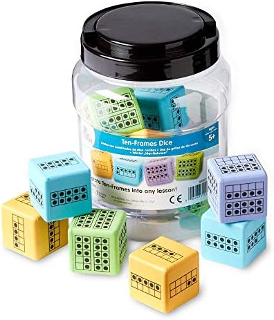hand2mind Ten Frame Dice, Large Foam Dice for Classroom, Subitizing Dice, Math Manipulatives for Elementary School, Counting Toys for Toddlers, Educational Toys for Preschool Children (Set of 12) by hand2mind