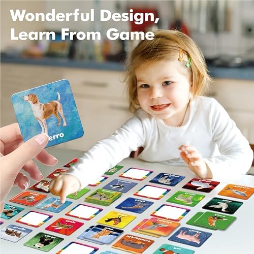 Hebayy 36 Pairs Animal Matching Game, 72PCS Spanish Flashcards 36 Designs Memory Cards Educational Learning Toys for Preschool 4 5 6 Years Old (Each Measures 2” X 2”) - Image 5