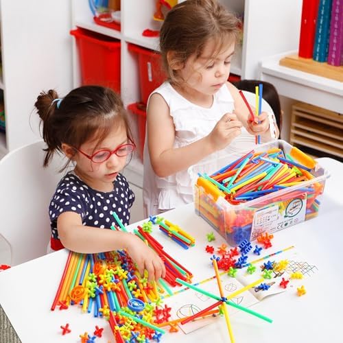 600Pcs STEM Building Toys,Straw Constructor Building Blocks Toy,Develops Motor Skills and Logic Thinking,Classroom Must Haves Creativity Preschool Toy for Kids Aged 3+,Great Gift for Kids - Image 6