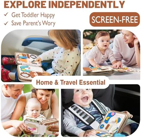 Montessori Busy Book for Toddlers 1-3, Felt Quiet Book & Busy Board for Preschool Learning, Fine Motor Skills, Sensory Play, Educational Travel Toy & Gift – Pretend Play for Girls, Brown - Image 5