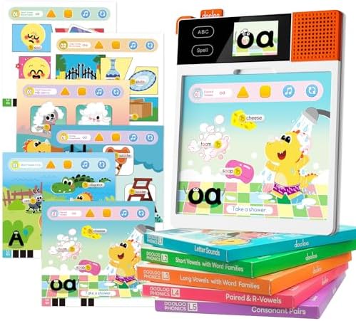 Learn to Read & Spell Phonics Pad, Interactive Electronic Learning Pad with 242 Sound Pages Card, Fun Learning Activities for Kids 3-10 Years Old by doolootoysforkids