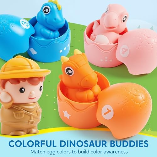 Play-Act Learning Toys for 1 2 3 Years Old, Counting, Matching & Sorting Montessori Learning Dinosaur Train Including 9 Dinosaurs, Birthday Gift for Baby Boys Girls - Image 3