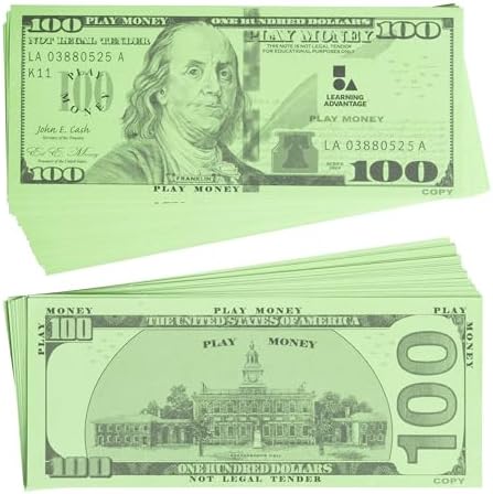 Learning Advantage One Hundred Dollar Play Bills, Set of 50 Paper Bills by LEARNINGADVANTAGE