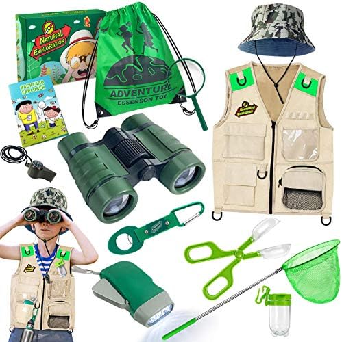 ESSENSON Outdoor Explorer Kit & Bug Catcher Kit with Vest, Binoculars, Magnifying Glass, Butterfly Net, Hat and Backpack Camping Adventure Toy Birthday Gift for Boys & Girls Age 3-12 Year Old - Image 2