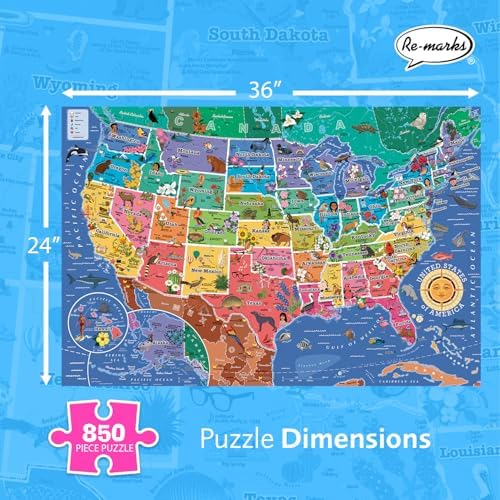 America’s 50 State Jigsaw Puzzle, Educational USA Map with Unique State Shaped Pieces, 850 Pieces, Fun & Interactive Learning for All Ages, Made in the USA - Image 2