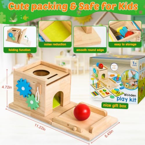 HUZU 8-in-1 Montessori Wooden Activity Cube Toy Set, Toddler Learning - Image 5