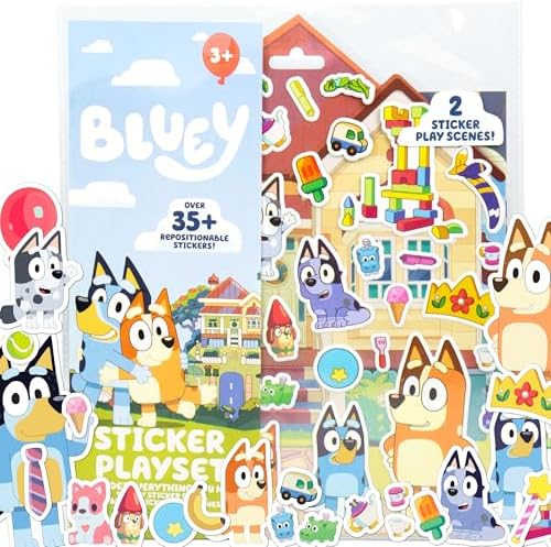 Horizon Group USA Bluey Sticker Playset, 2 Sticker Play Scenes, 35+ Reusable Puffy Bluey Repositionable Stickers for Kids, Perfect for Travel, Screen-Free Fun - Image 2