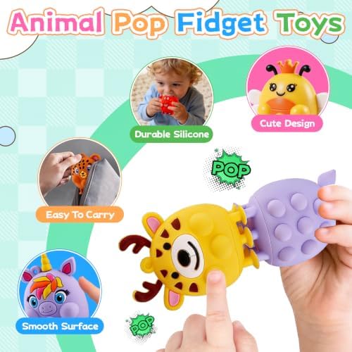 12PCS Animal Suction Popper Fidget Toys, Travel Toys for Airplane Car Activities, Silicone Sensory Toys, Birthday Party Favors for Kids, Pinata Stuffers for Kids, Preschool Classroom Prizes - Image 3