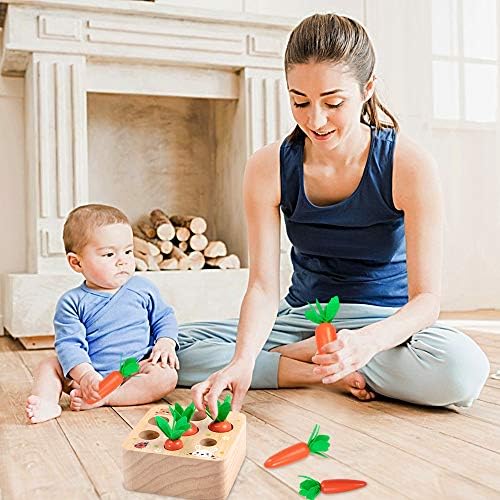 Montessori Toys Baby Easter Toys for Toddlers 1-3 Years Old, Educational Wooden Carrot Toys Shape Size Sorting Matching Puzzle, Great Baby Easter Gifts Birthday Gift Toy - Image 7