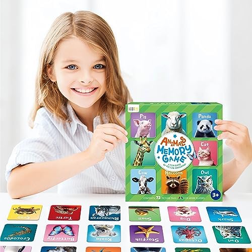 Hebayy 72 PCS Memory Matching Game, Real Animal Matching Cards for Toddlers 36 Pairs Memory Cards for Preschool 4 5 6 Years Old - Image 6