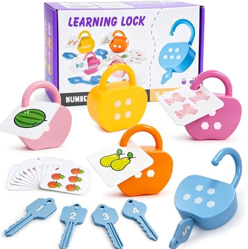 Apple Locks with Keys Toys for Toddlers Ages 3-5 – Montessori Number Toys for Kids 3 Year Old | Counting Games | Preschool & Kindergarten Classroom Must Haves by Ninigai