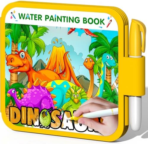 ZHOC Reusable Water Painting Books for Kids – Magic Water Reveal Coloring Books with Water Pens (Dinosaurs) No-Mess Coloring Book Fun Travel Activity for Ages 3 4 5 6 7 8 by ZHOC