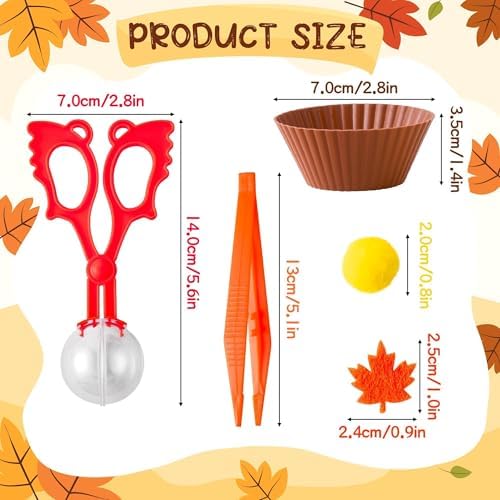 EZdhuawuse Fall Sensory Bin Fillers - 294P Fall Thanksgiving Fine Motor Toys Counting Sorting Set for Kids Autumn Counting Toy with Felt Maple Leaf Pom Poms Cup Clip for Preschool Education Activities - Image 2