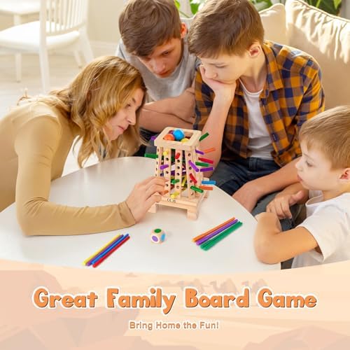 Montessori Board Game for Kids 4-6, Pyramid Wooden Sticks Dice Game - Image 6