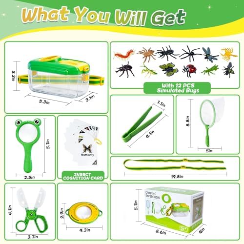 YongnKids 28 Pcs Bug Catcher for Kids with Butterfly Net for Kid Age 3 4-8 - Image 3