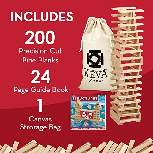 KEVA Structures 200 Wood Building Planks Set - Building Toy Includes 200 Wooden Blocks and Idea Book - Ages 5 and Up - Image 4