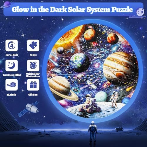 DIGOBAY Glow in The Dark Solar System Jigsaw Puzzles for Kids Ages 4-8 - Image 2