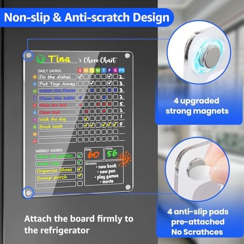 PigPotParty Acrylic Magnetic Chore Chart for Kids, Large 12x16 Inch, 3 Pack - Image 6