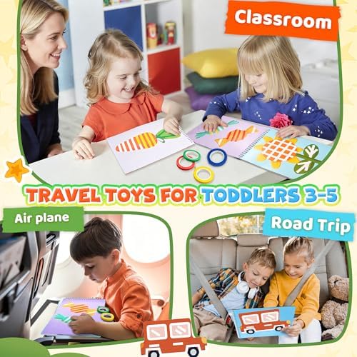 Tape Activity Books for Kids Age 3-5, Airplane Essential Travel Toys Road Trip Activities for Toddlers Preschool Classroom Must Have Supplies Quiet Car Ride Toys Girl Gifts for Kid Boy Toy Family Game - Image 5