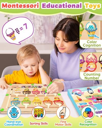 Magnetic Color and Number Maze, Montessori Toys for 2 3 4 Year Old Birthday - Image 3