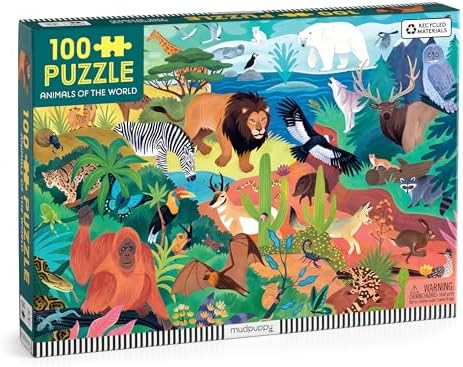 Mudpuppy - Animals of the World 100 Piece Jigsaw Puzzle for Kids by Mudpuppy