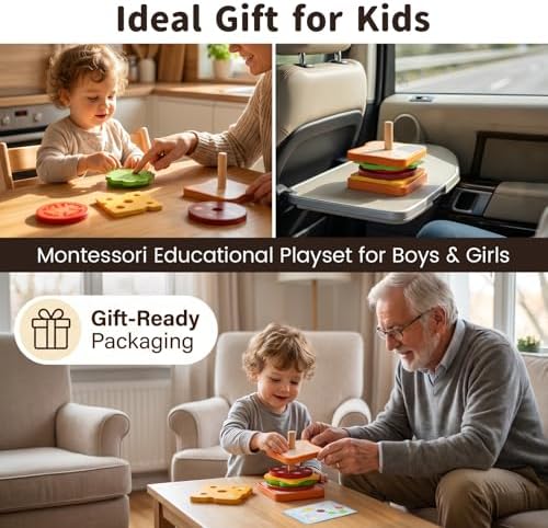 LovesTown Wooden Sandwich Stacking Toys, with Cards - Image 6