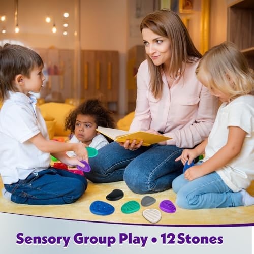 Fidget Toys Adults Sensory Stones: 12 Pack Textured Worry Stone for Autism Kids Calming Down - Fidget Stress Toys for Stress Reduce - Students Prizes Fidget Toys - Image 4