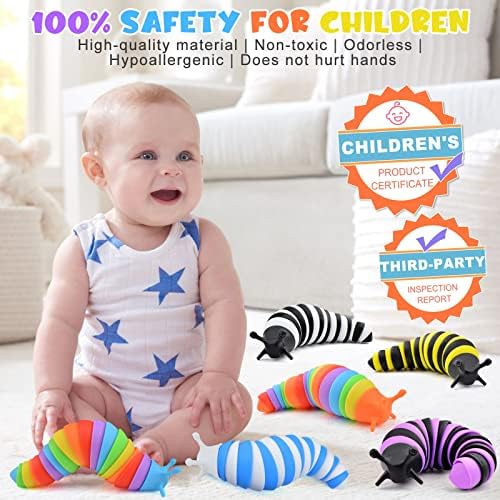 Cevioce Sensory Slug Fidget Toys - 6 Pcs Cute Autism Sensory Toys for Autistic Children & Kids Party Favors, Age 3+ - Image 2