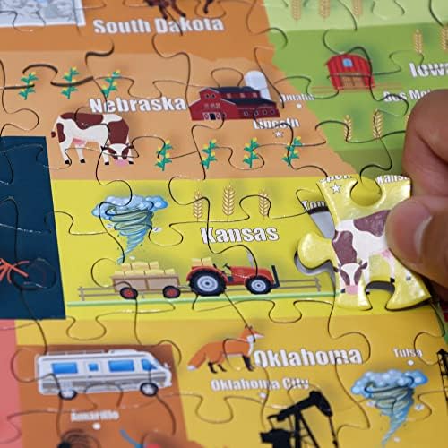 Think2Master Colorful United States Map 500 Pieces with Large Pieces Jigsaw Puzzle for 13+, Teens, Adults & Families. Great Gift for stimulating Interest in the USA Map. Size: 26.8” X 18.9” - Image 2