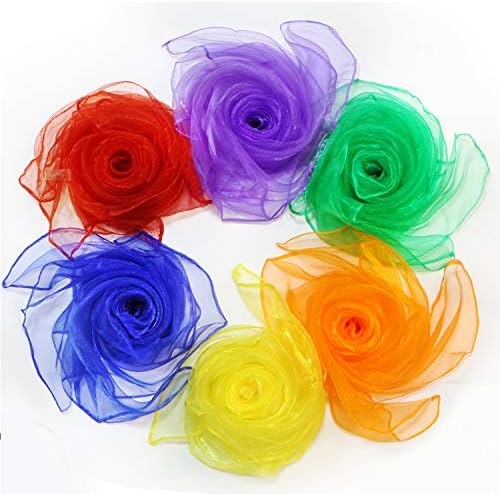 Novelty Place 12 Pcs Dance and Juggling Scarves - Silk Square Scarf with Hemmed Edges - Easy Clean Ideal Performance Props Accessories - 6 Colors(24" x 24") by NoveltyPlace