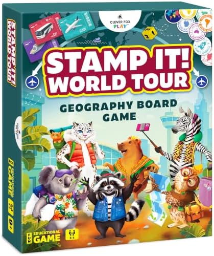Stamp It! World Tour, Educational Map Geography Board Game for Kids 8-12 by CleverFoxPlay