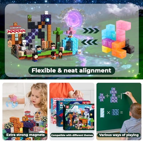 ToyUnited 300PCS Magnetic Blocks - Magnet Building Blocks, Stacking Magents Cubes Toys Adventure Set Theme, STEM Montessori Sensory Toys for Kids Boys and Girls Ages 3 4 5 6 7 8 9 10+ Birthday Gifts - Image 5