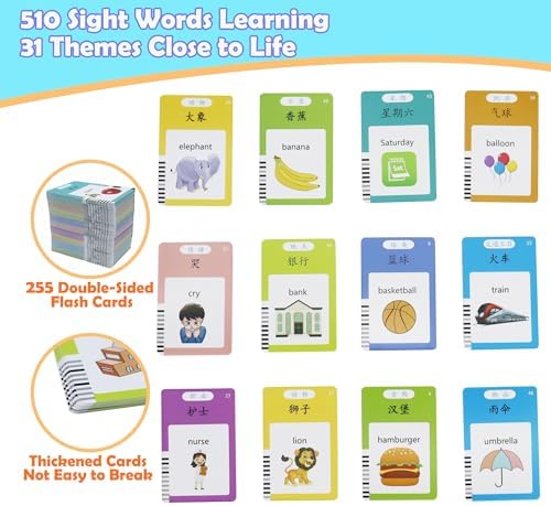 Mayaphilos 510 Sight Words Chinese and English Talking Flash Cards - Image 2