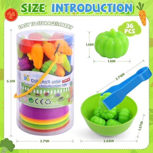 TSYAN Montessori Vegetable Color Sorting & Counting Sensory Toys - Image 2