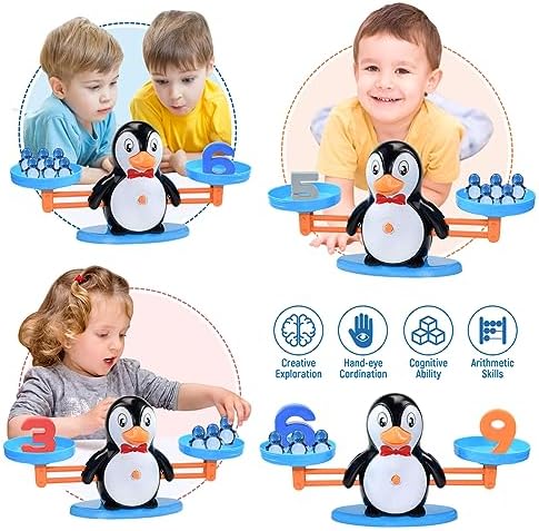 BAKAM Penguin Balance Scale Number Counting Blocks Games for Kids Ages 3-5, Montessori Math Games for Kids 5-7, Preschool Kindergarten Learning Activities, STEM Educational Toys for 3+ Year Old - Image 6