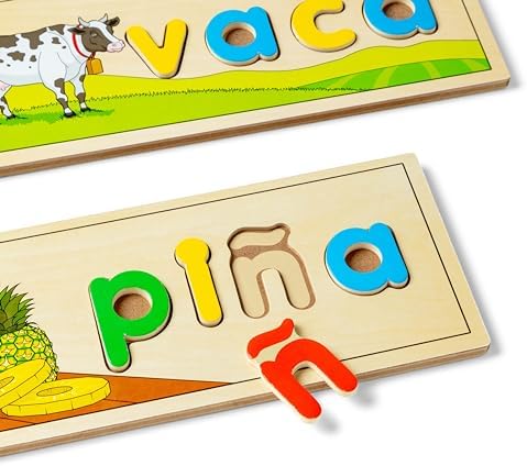 Melissa & Doug Spanish See & Spell Educational Language Learning Toy - FSC-Certified Materials - Image 5