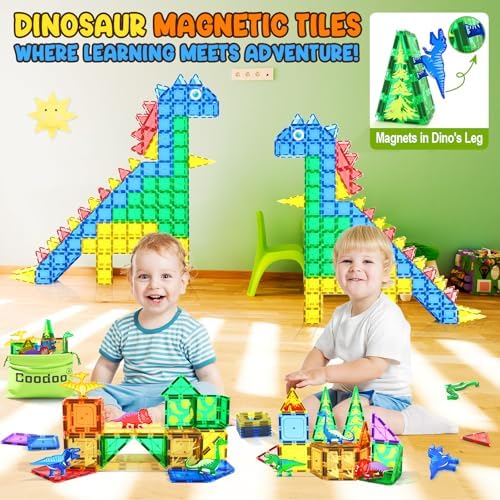 Dinosaur Toys Magnetic Tiles - Magnet Building Blocks for Toddler Kids 3+ - Image 6